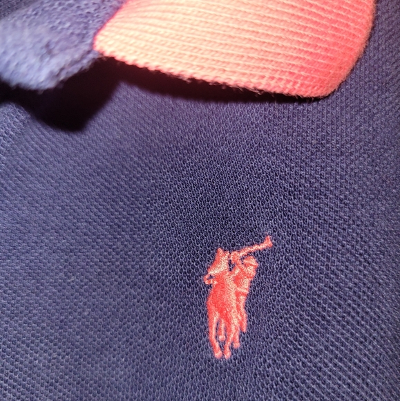 💛 RL Polo Sport Pique Knit Athletic Dress Girls Size 8 Navy Blue Contrast Trim - Picture 3 of 4